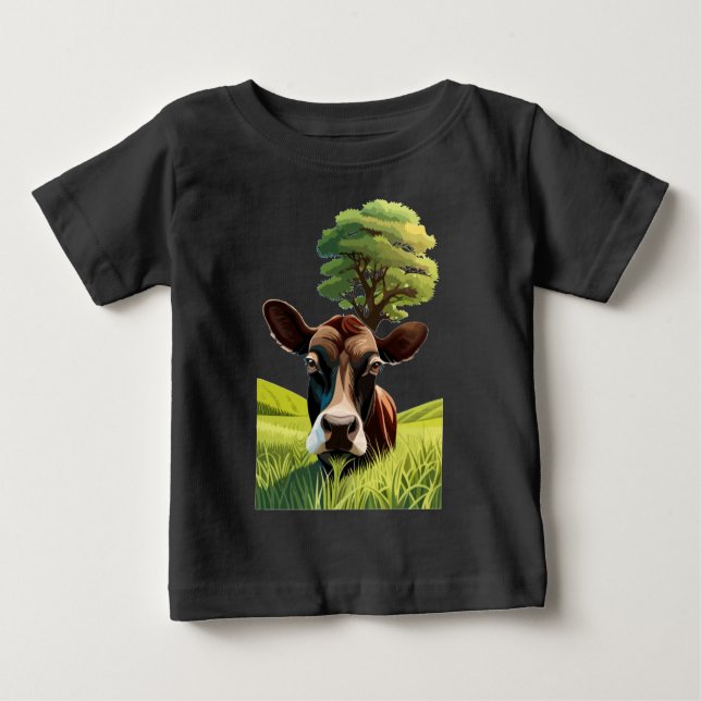 Camiseta Para Bebê Moo-ning para uma Massagem (Frente)