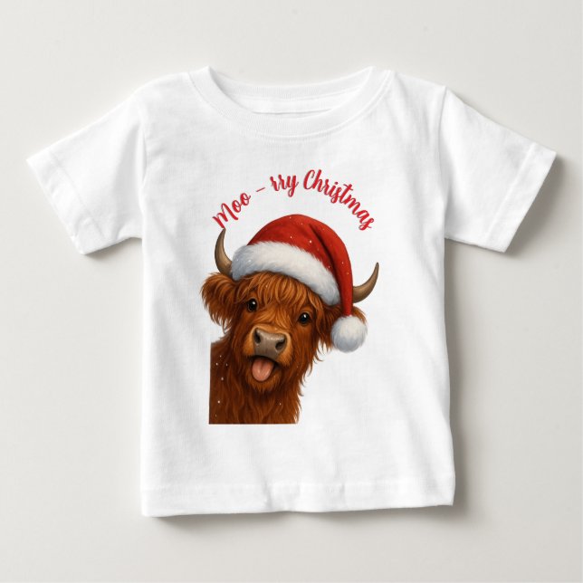 Camiseta Para Bebê Moo-rry ChristmasT-Shirt (Frente)