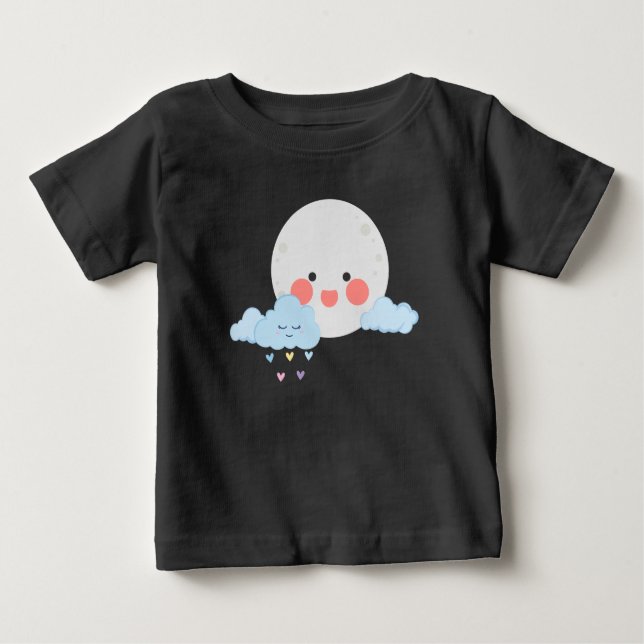Camiseta Para Bebê Moon and cloud cute design (Frente)