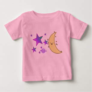 Camiseta Para Bebê Moon Face & Stars Rosa Tutu Bebê Roupa