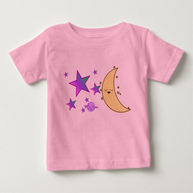 Camiseta Para Bebê Moon Face & Stars Rosa Tutu Bebê Roupa (Frente)