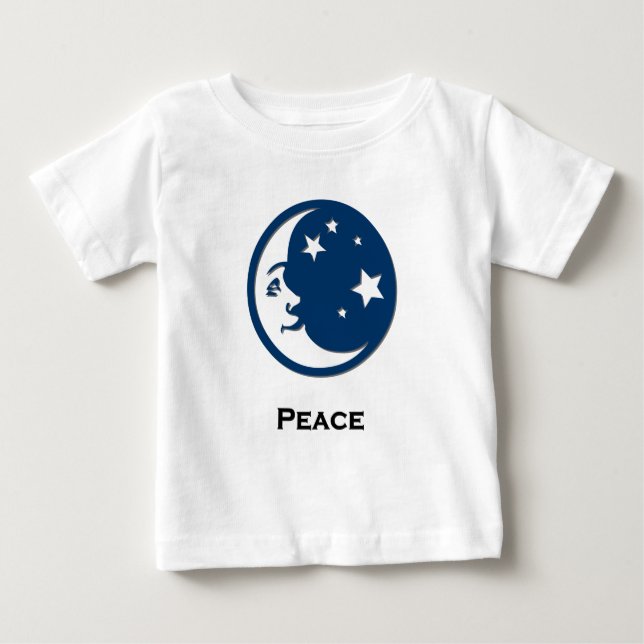 Camiseta Para Bebê Moon Stars Peace (Frente)