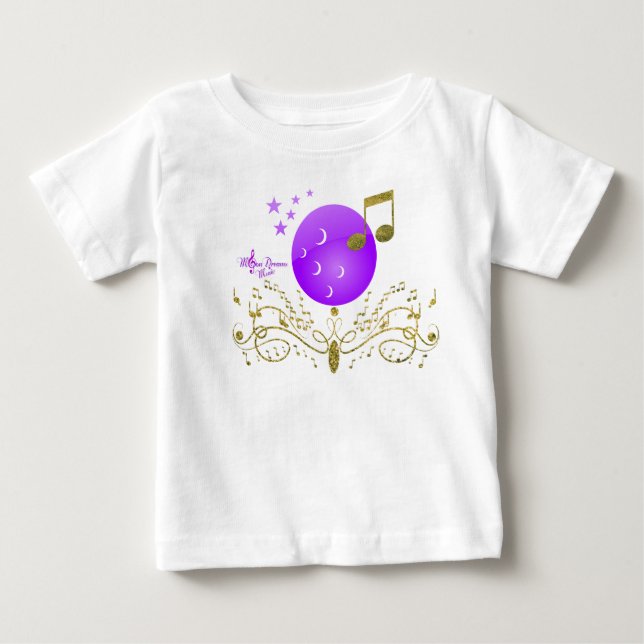Camiseta Para Bebê MoonDreams Dourada Glitter Music Toddler Ruffle Te (Frente)