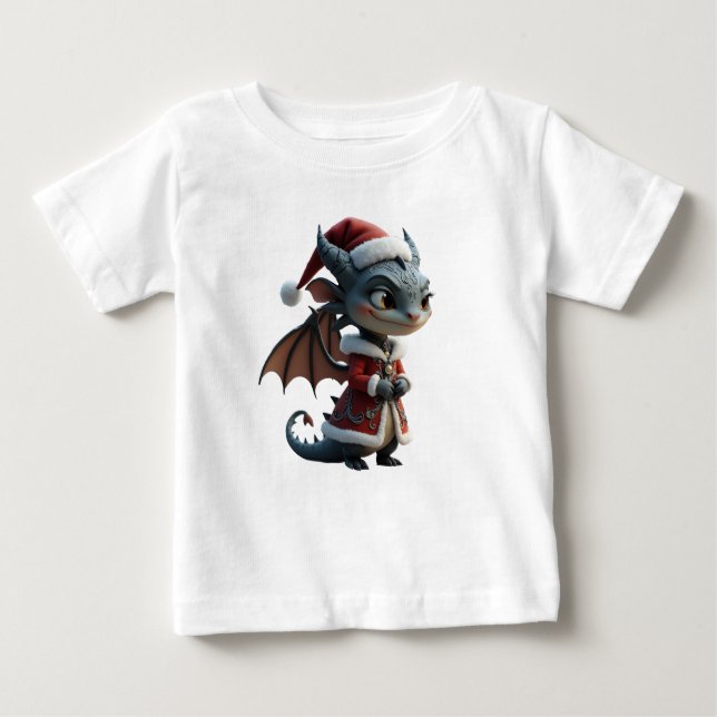 Camiseta Para Bebê Moonlit Cookie Bandit – The Grey Christmas Dragon. (Frente)
