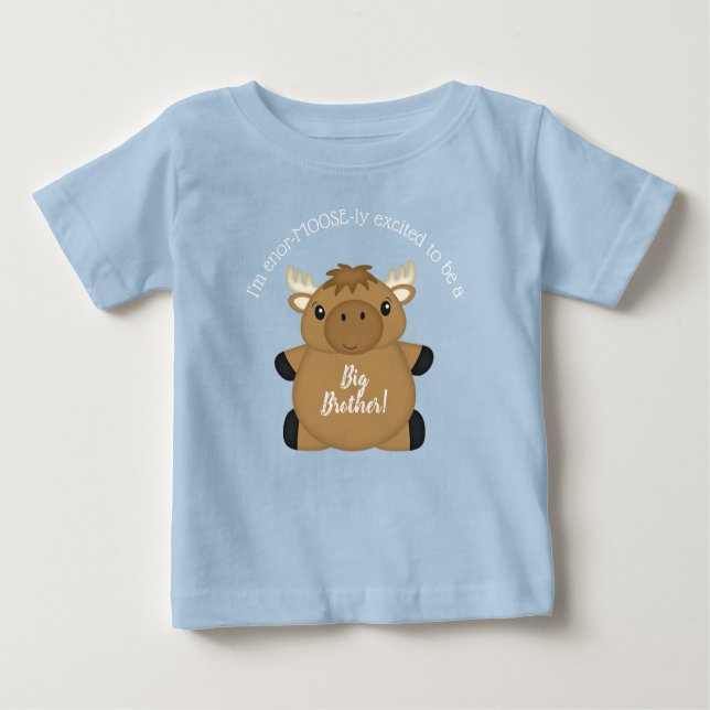Camiseta Para Bebê Moose Chá de fraldas Blue Boy (Frente)