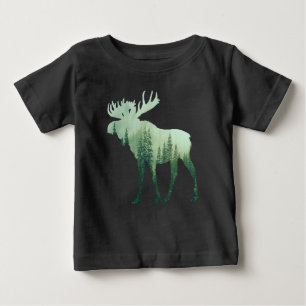 Camiseta Para Bebê Moose Deer E Floresta Natureza