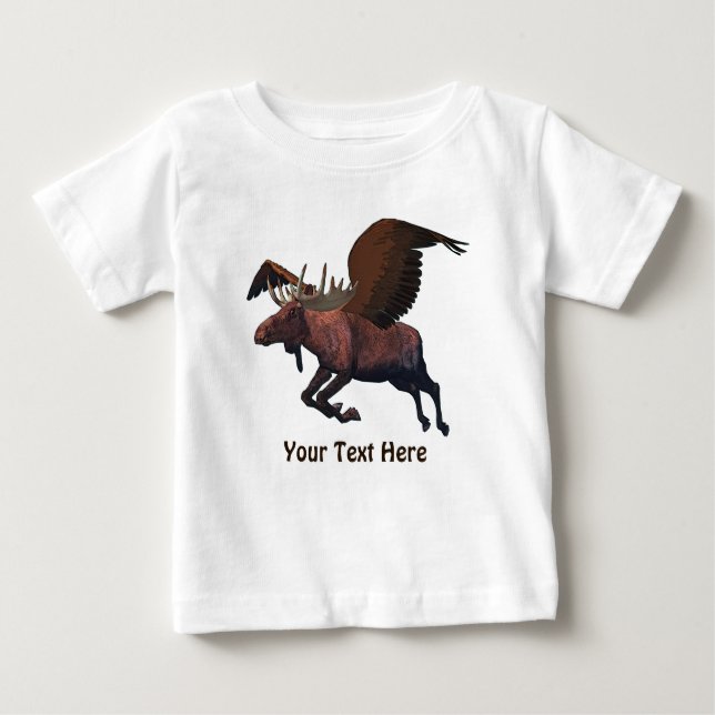 Camiseta Para Bebê Moose Voadora (Frente)