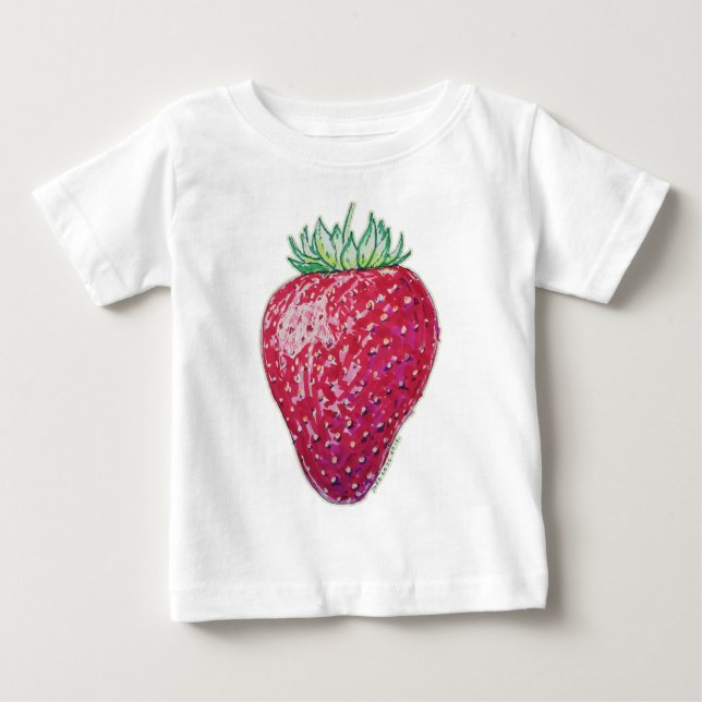 Camiseta Para Bebê Morango em Pé (Frente)