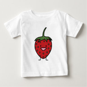 Camiseta Para Bebê Morango feliz