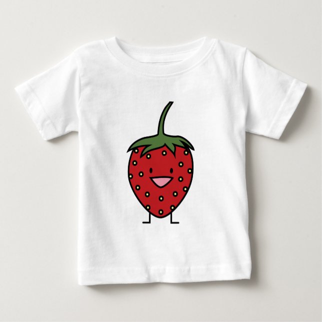 Camiseta Para Bebê Morango feliz (Frente)
