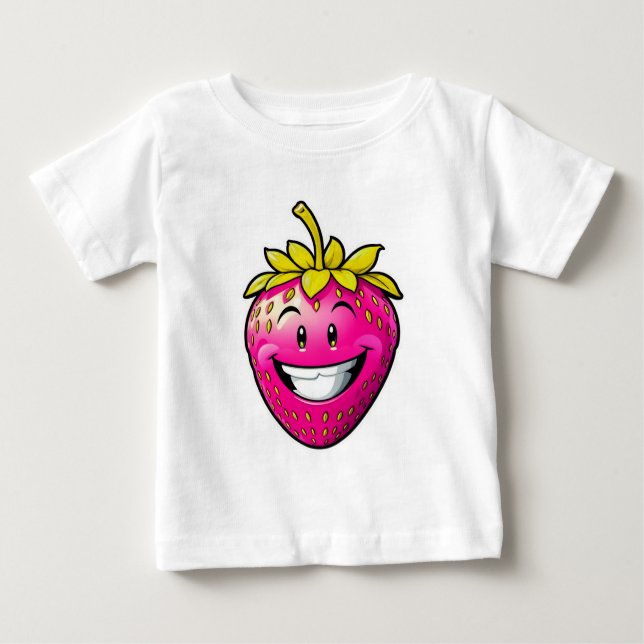 Camiseta Para Bebê Morango Rosa (Frente)