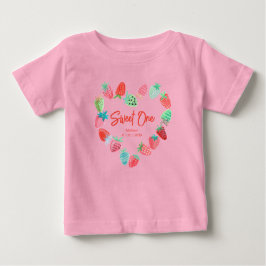 Camiseta Para Bebê Morango Rosa Doce Um Aniversário