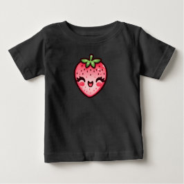 Camiseta Para Bebê Morango Rosa Feliz
