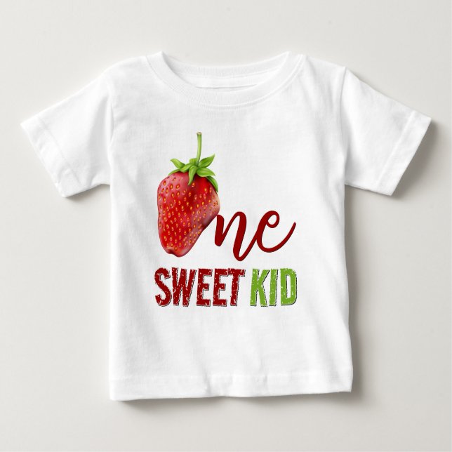 Camiseta Para Bebê Morango Um Berry Primeiro Aniversário (Frente)