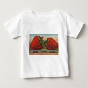 Camiseta Para Bebê Morangos Gigante Antigo Fruta Diversão