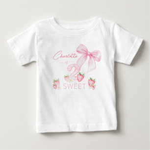 Camiseta Para Bebê Morangos Rosa Fofos 2 Dois 2º Aniversário Doce