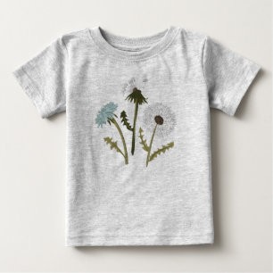 Camiseta Para Bebê Motifs Flores Simples De Cinza Azul E De Leão