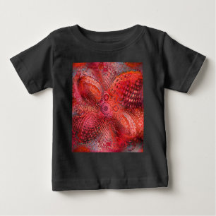 Camiseta Para Bebê Motivo Paisley Simétrico Vermelho Ornamentado