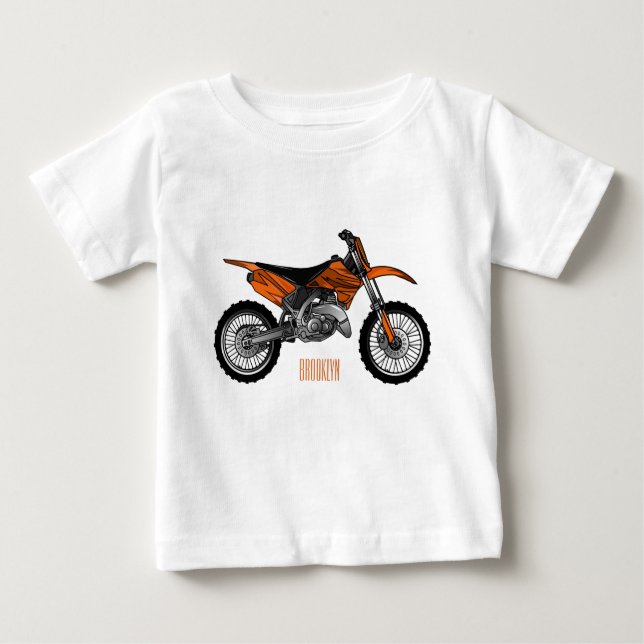 Camiseta Para Bebê Moto fora-de-estrada/desenho animado (Frente)