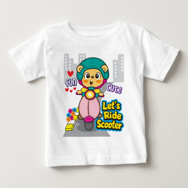 Camiseta Para Bebê Motocicleta Bear (Frente)