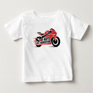 Camiseta Para Bebê Motocicleta Esportiva Vermelha e Preta