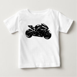 Camiseta Para Bebê Motocicleta Futurista Vetor Preto Branco