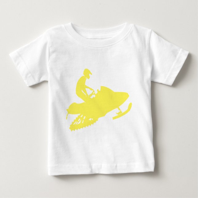 Camiseta Para Bebê Motoqueiro da neve amarelo (Frente)