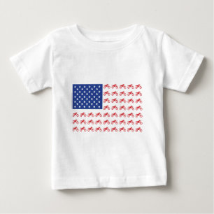 Camiseta Para Bebê Motor-Ciclo-Bandeira-Moto-Cruz