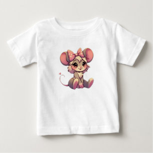 Camiseta Para Bebê Mouse charmoso de desenho animado em estilo vírgul