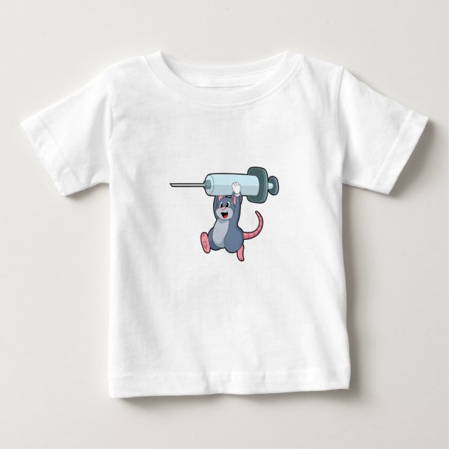 Camiseta Para Bebê Mouse como enfermeiro com seringa.PNG (Frente)