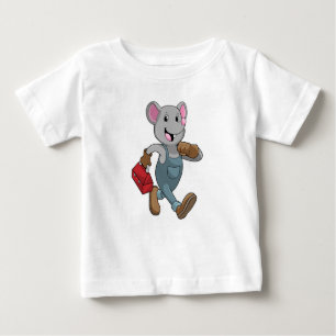 Camiseta Para Bebê Mouse como Handyman com Toolbox