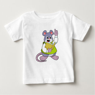 Camiseta Para Bebê Mouse como professor com livro