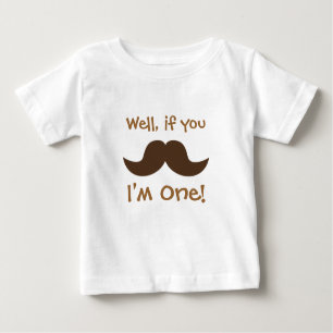 Camiseta Para Bebê Moustache bonito, eu sou um, primeiro aniversário