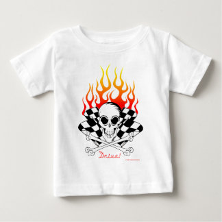 Camiseta Para Bebê Movimentação! Crânio, ossos cruzados, competindo