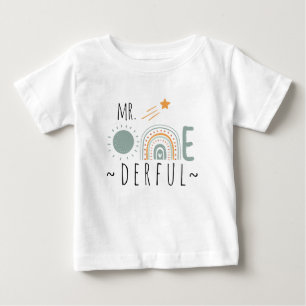 Camiseta Para Bebê MR Onederful Boho Arco-íris Primeiro Aniversário M