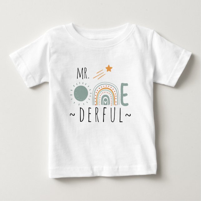 Camiseta Para Bebê MR Onederful Boho Arco-íris Primeiro Aniversário M (Frente)
