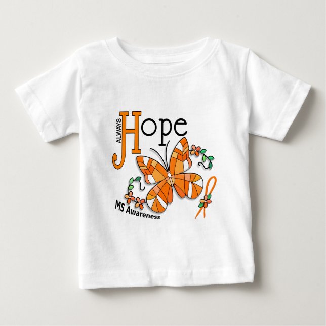 Camiseta Para Bebê MS da borboleta do vitral (Frente)