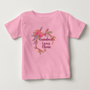 Camiseta Para Bebê Mude qualquer texto que a avó ama o netinho Boho