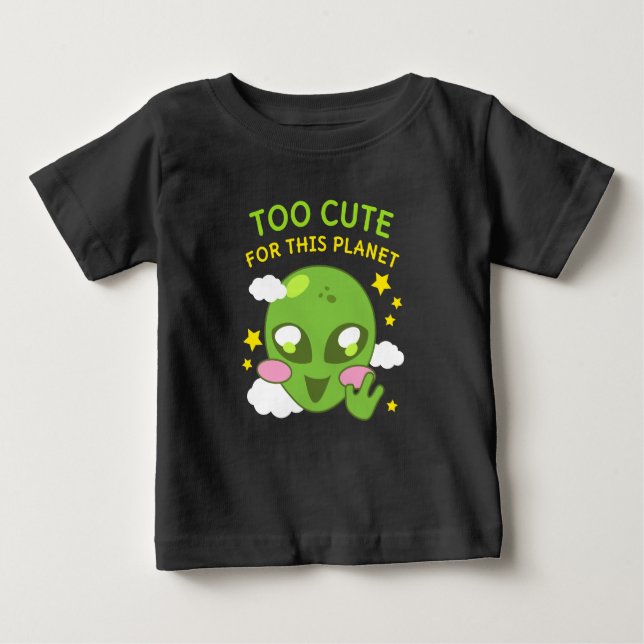 Camiseta Para Bebê Muito bonito para esta Alienígena de diversão plan (Frente)