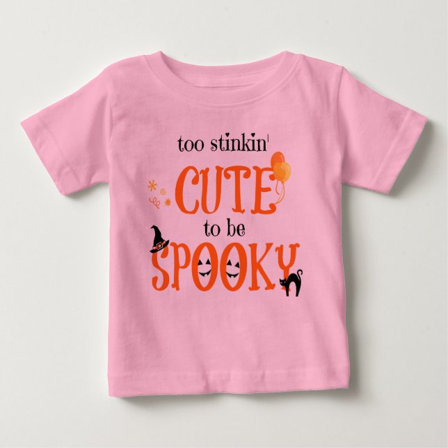Camiseta Para Bebê Muito bonito para ser assustador, bebê de Hallowee (Frente)
