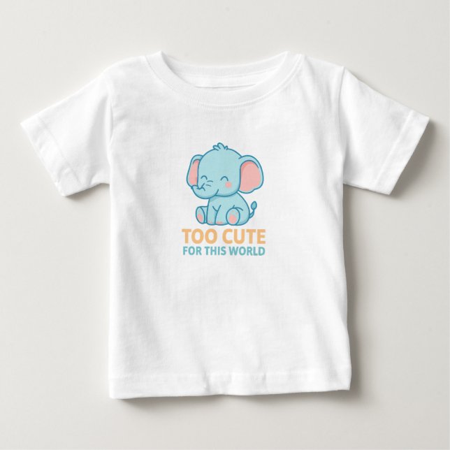 Camiseta Para Bebê Muito Fofo para Este Mundo – Sonhador de Elefante  (Frente)