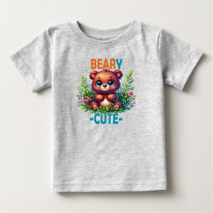 Camiseta Para Bebê Muito Fofo. Urso de pelúcia sorrindo. Piada engraç