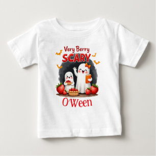 Camiseta Para Bebê Muito Morango Assustador O’Ween