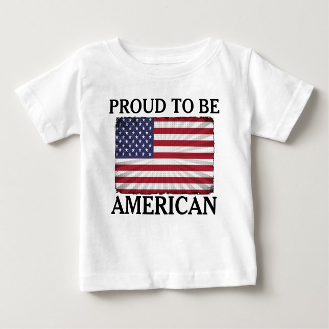 Camiseta Para Bebê Muito Patriótico Orgulho de ser bandeira Americana (Frente)