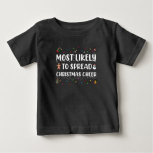 Camiseta Para Bebê Muito Provável Para Espalhar Alegria de Natal Famí