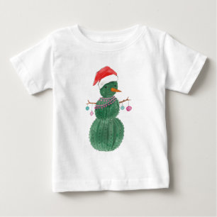 Camiseta Para Bebê Muito um boneco de neve do Natal do cacto