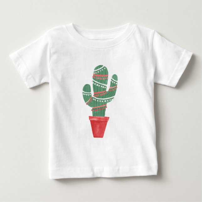 Camiseta Para Bebê Muito uma árvore de Natal do cacto (Frente)