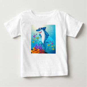 Camiseta Para Bebê Muitos Tubarões Submarinos