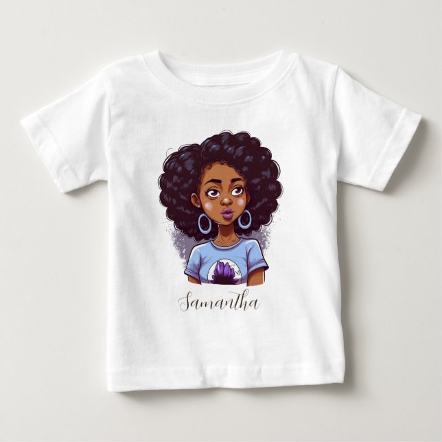 Camiseta Para Bebê Mulher Afro Clássica e Elegante (Frente)