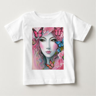 Camiseta Para Bebê Mulher com borboletas